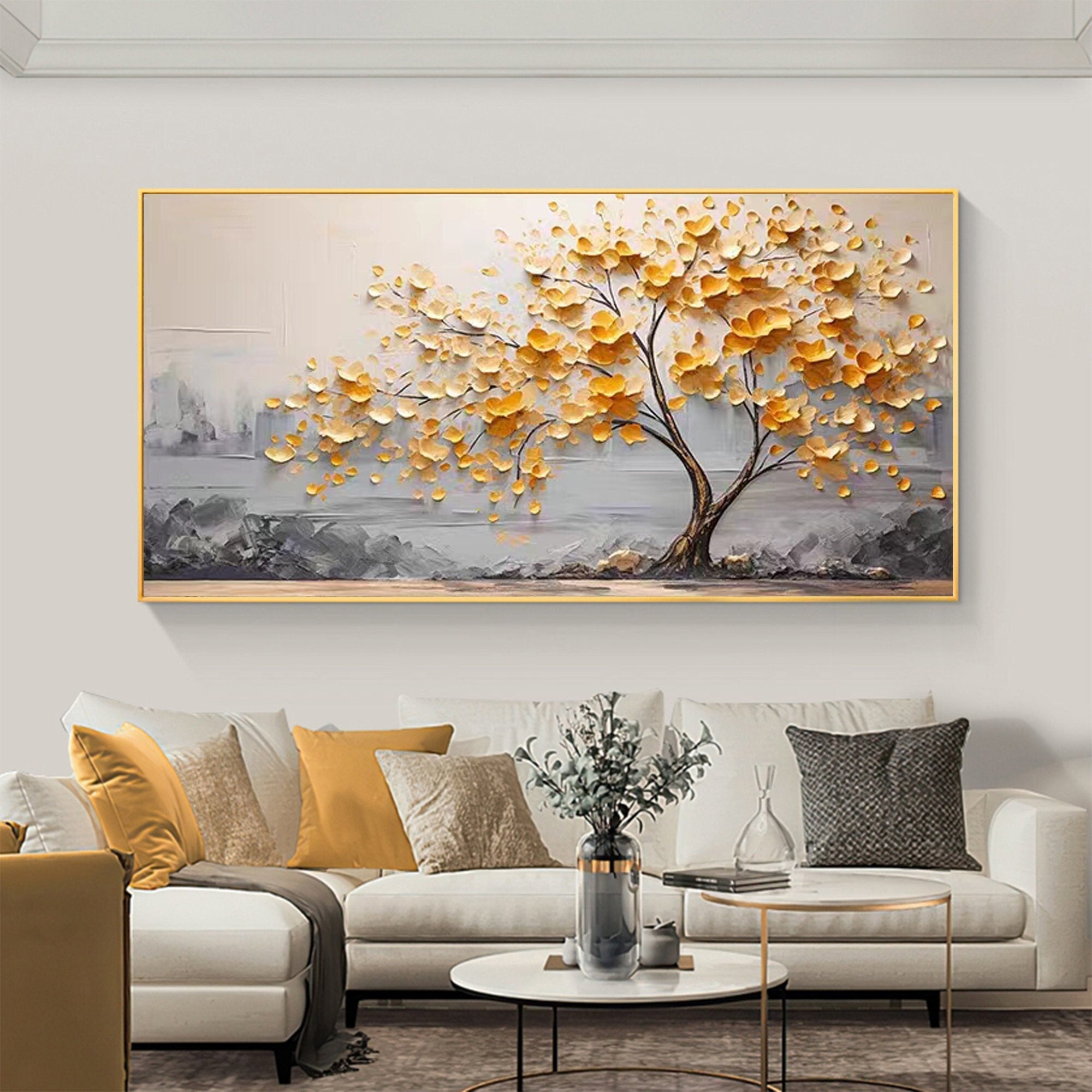 Golden Blossom Tree Art - Textured Wall Decor #BGM 010