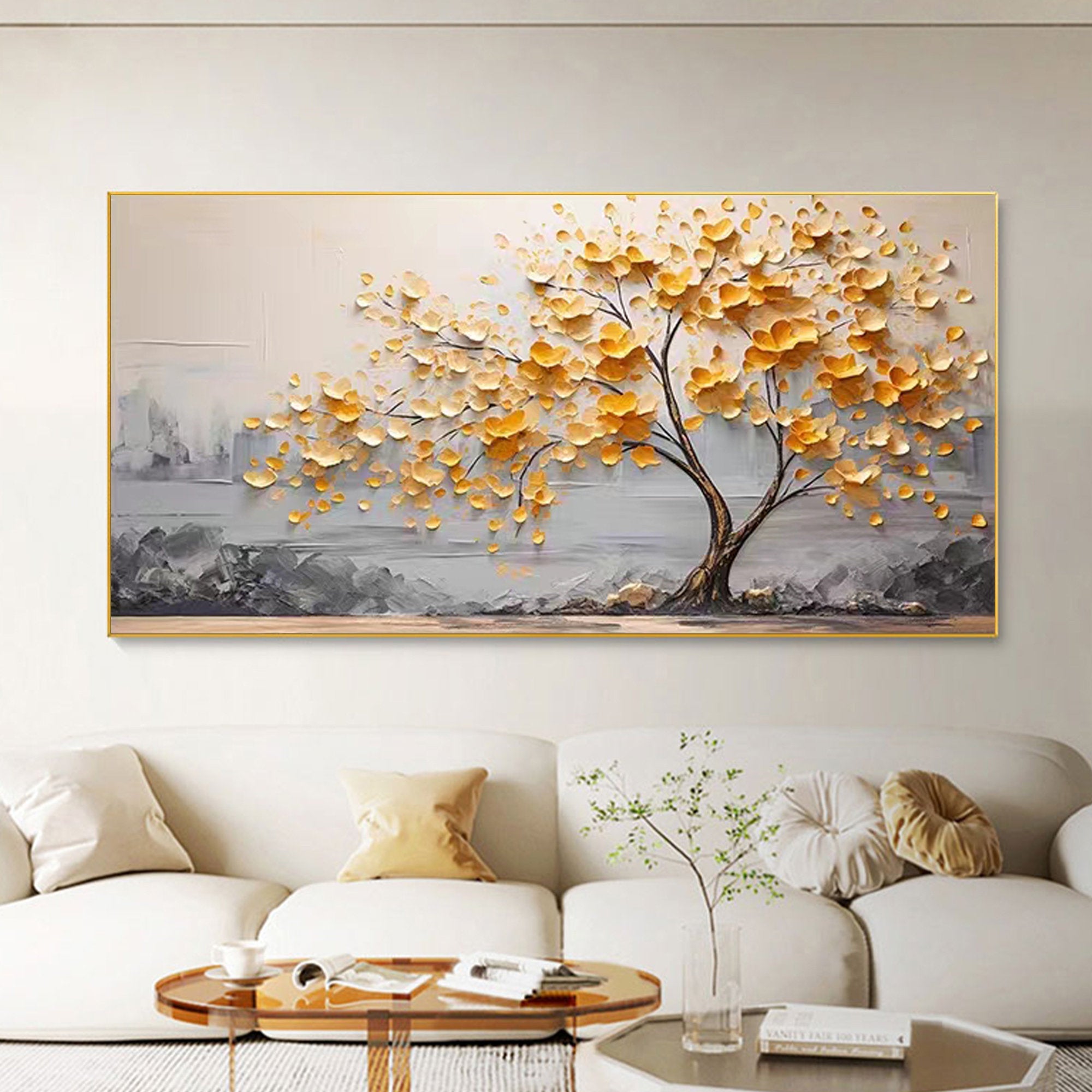 Golden Blossom Tree Art - Textured Wall Decor #BGM 010